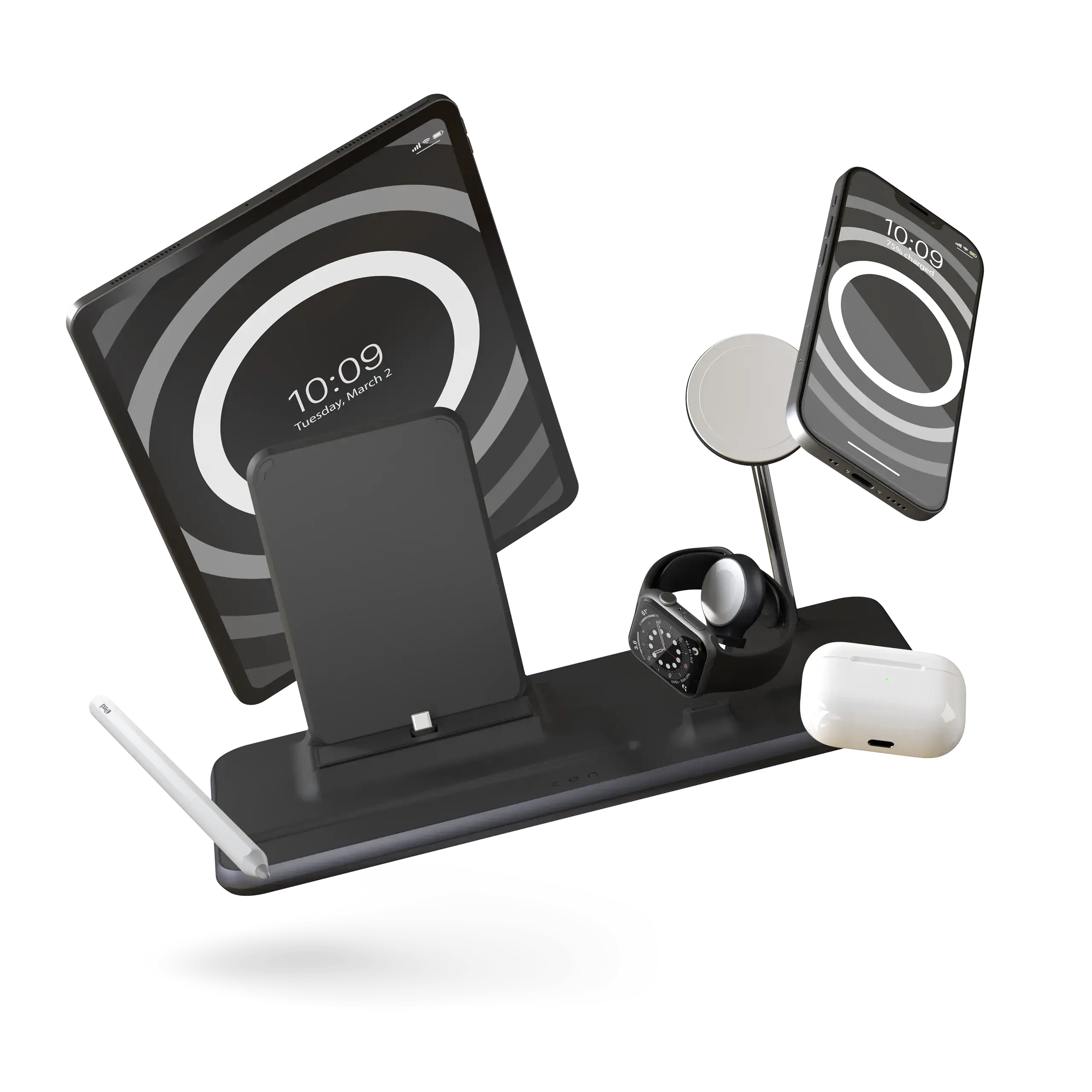 Бездротовий зарядний пристрій Zens 4-in-1 MagSafe + Watch + iPad Wireless Charging Station - Black (ZEDC21B/00)