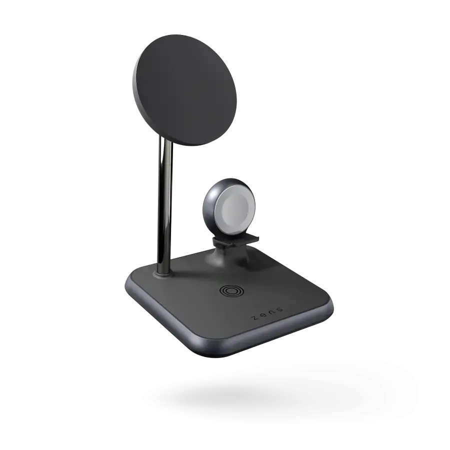 Магнітний бездротовий зарядний пристрій 4-в-1 Zens Magnetic + Watch Aluminium Wireless Charger Black (ZEDC20B/00)