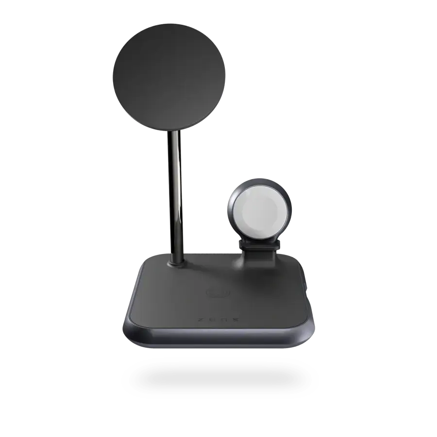 Магнітний бездротовий зарядний пристрій 4-в-1 Zens Magnetic + Watch Aluminium Wireless Charger Black (ZEDC20B/00)