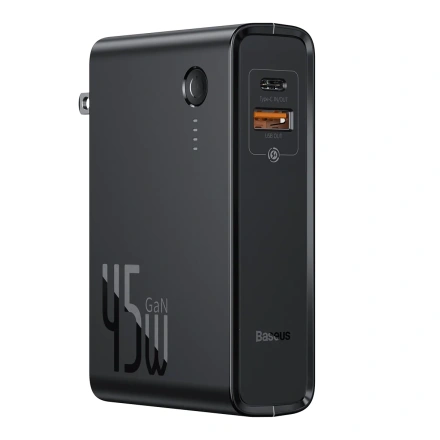 Сетевое зарядное устройство и внешний аккумулятор Baseus GaN Power Bank 10000mAh & Charger 45W Black (PPNLD-C01)