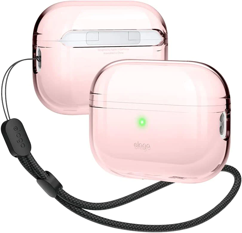 Elago Clear Basic case with Round Straps for AirPods Pro 2 - Lovely Pink (EAPP2CL-BA+ROSTR-LPK)