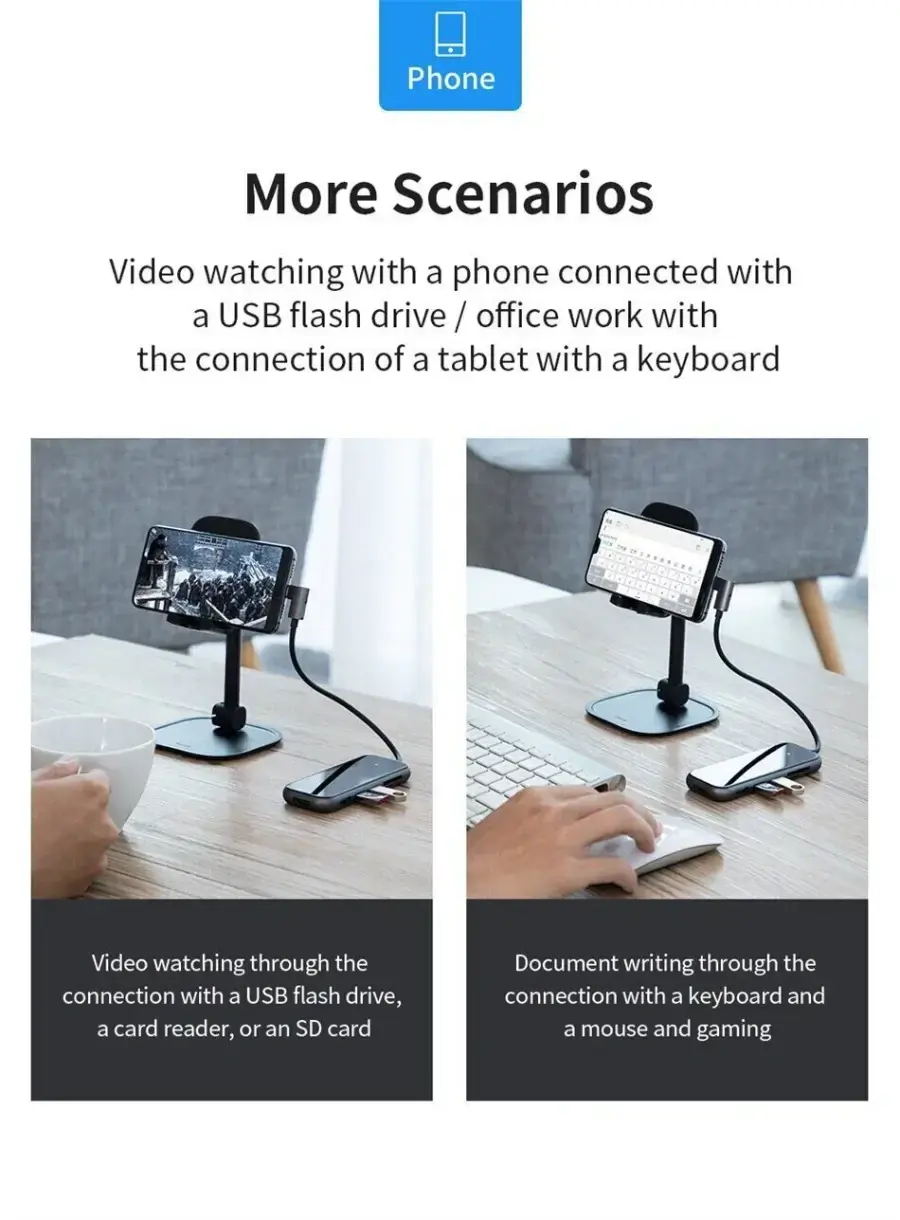 Baseus Mirror Series Multifunctional Hub (3 x USB 3.0, HDMI 4k, SD / Cardreader, PD) (CAHUB-CZ0G)