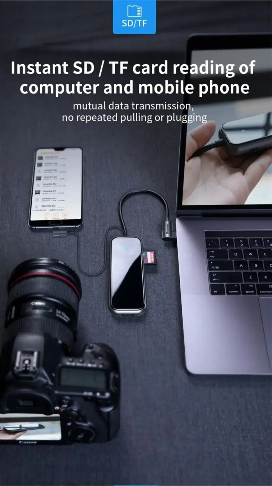 Baseus Mirror Series Multifunctional Hub (3 x USB 3.0, HDMI 4k, SD / Cardreader, PD) (CAHUB-CZ0G)