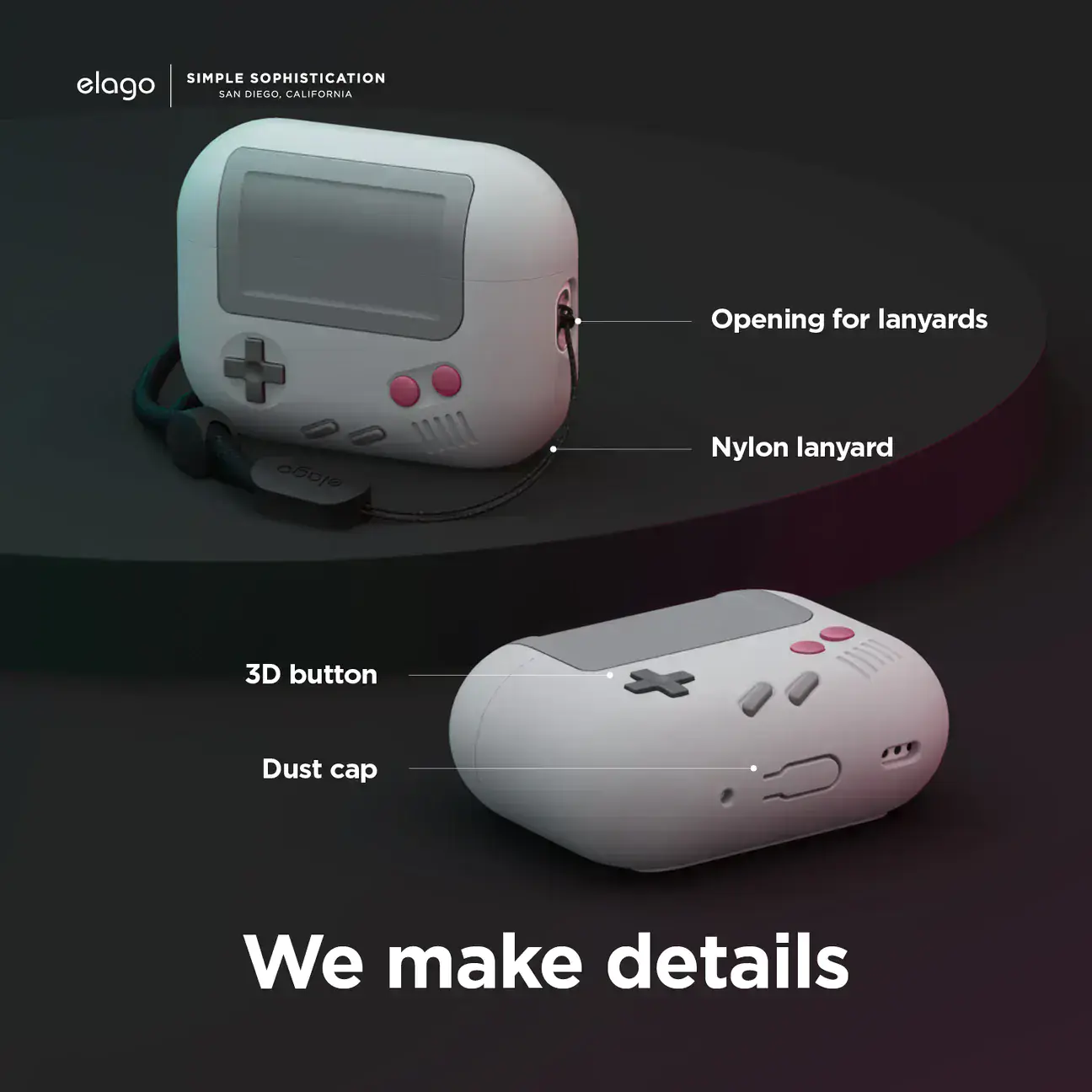 Elago AW5 Case with Strap for AirPods Pro 2 - Sand Pink (EAPP2AW5+ROSTR-SPK)