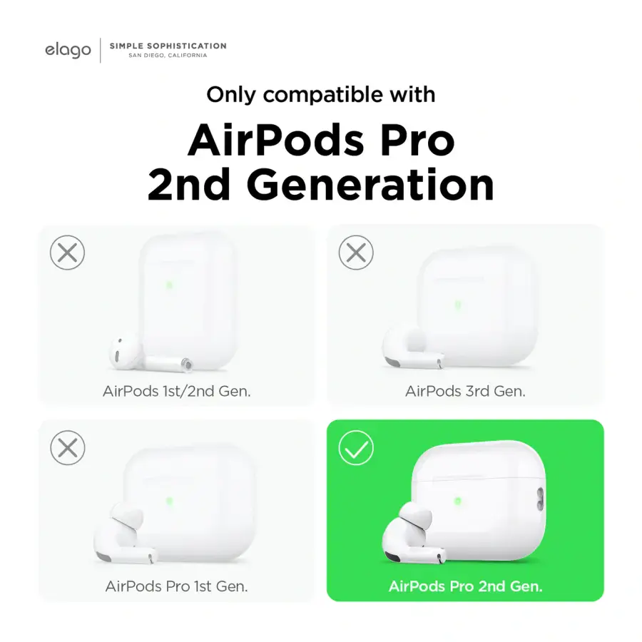 Elago Clear Basic case with Round Straps for AirPods Pro 2 - Lavender (EAPP2CL-BA+ROSTR-LV)