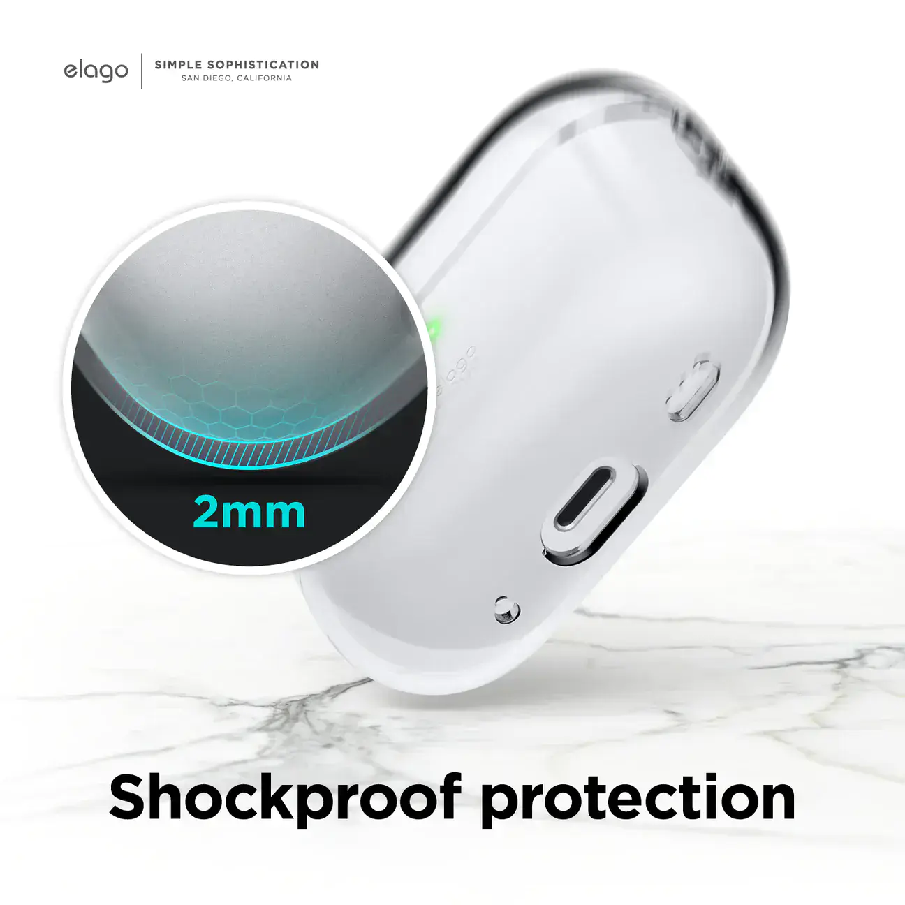 Elago Clear Basic case with Round Straps for AirPods Pro 2 - Lovely Pink (EAPP2CL-BA+ROSTR-LPK)