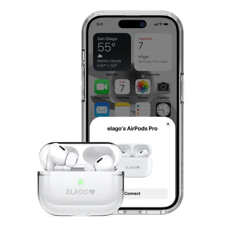 Elago Clear Basic case with Round Straps for AirPods Pro 2 - Neon Yellow (EAPP2CL-BA+ROSTR-NYE)