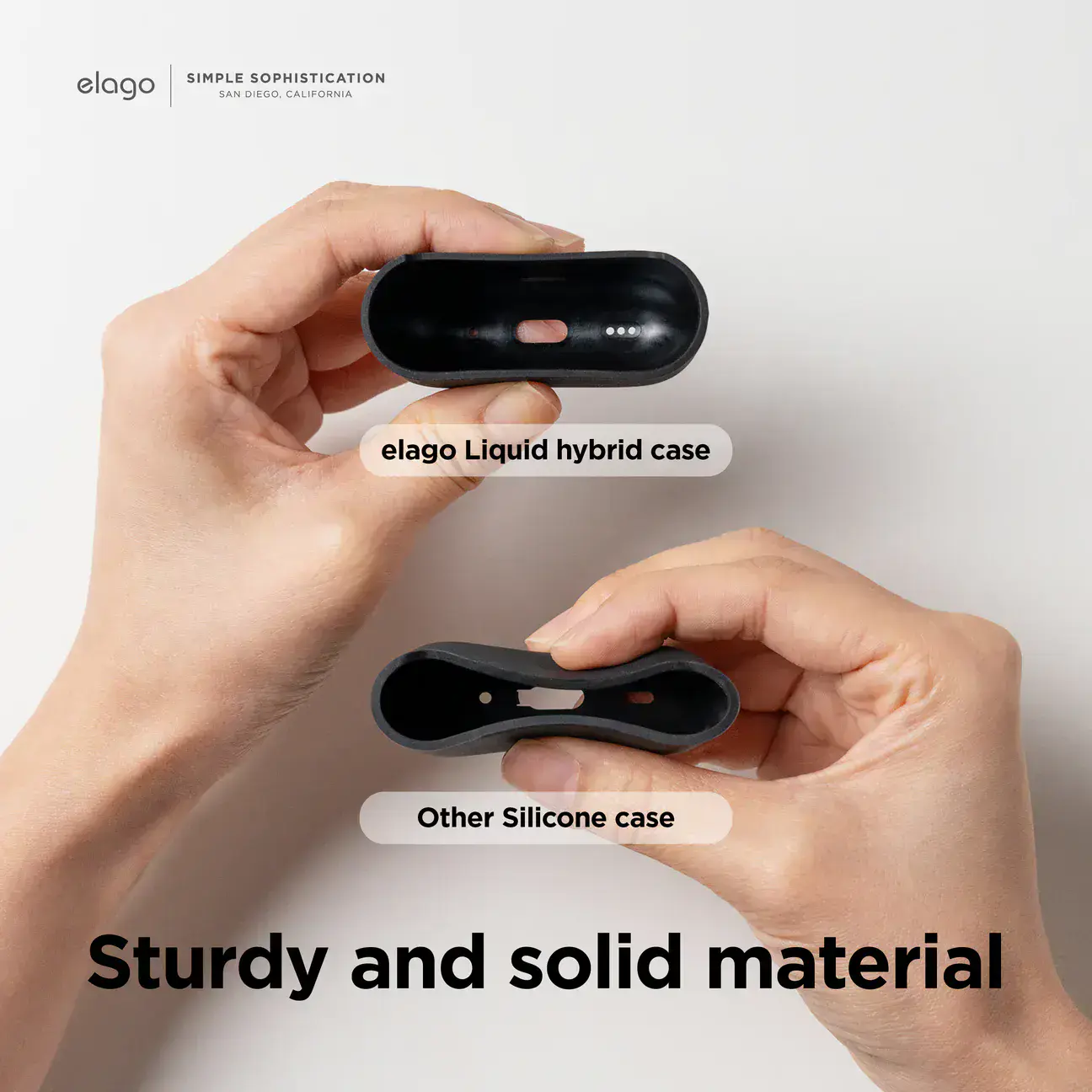 Elago Liquid Hybrid Case with Nylon Lanyard for AirPods Pro 2 - Black (EAPP2RH-BA+ROSTR-BK)