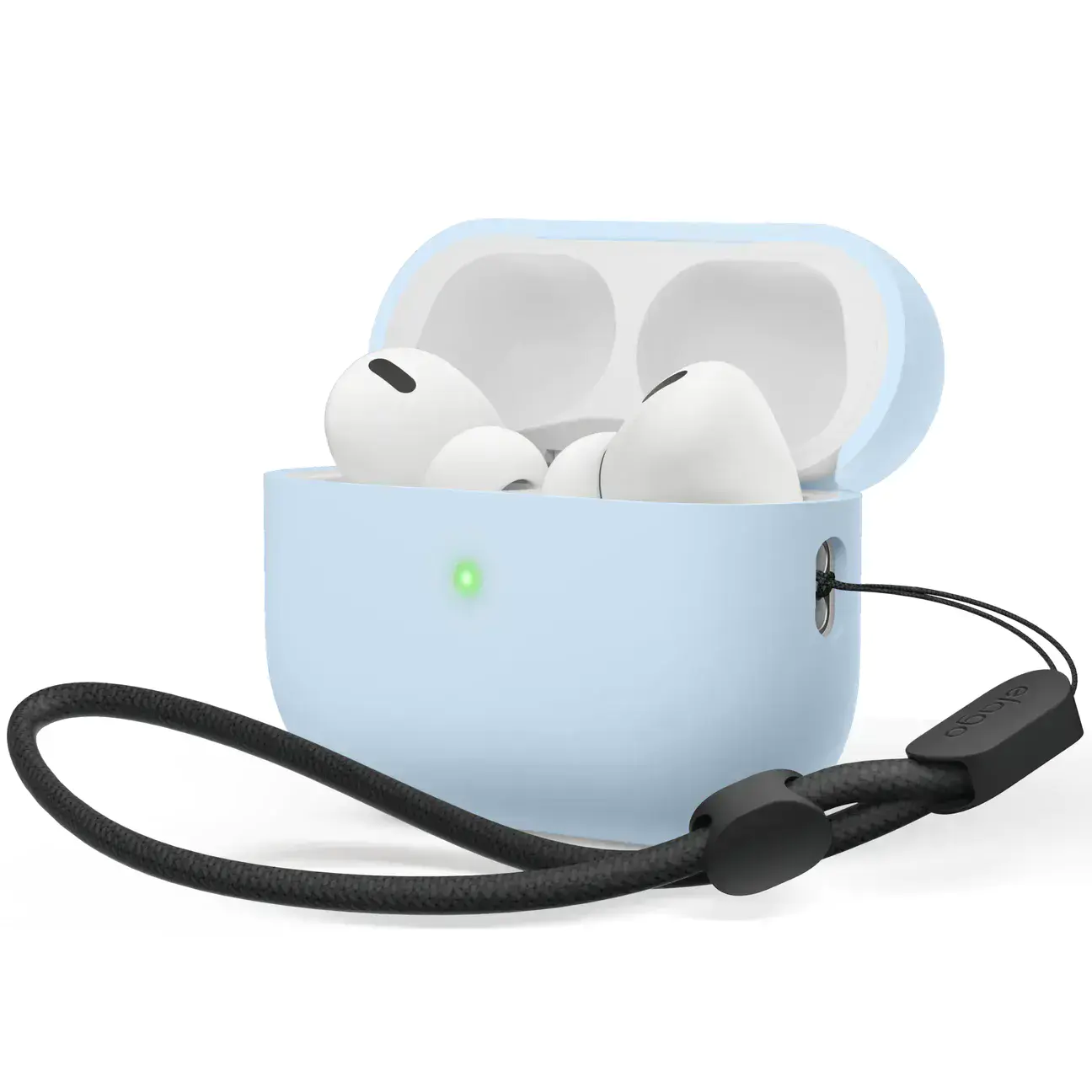 Elago Liquid Hybrid Case with Nylon Lanyard for AirPods Pro 2 - Light Blue (EAPP2RH-BA+ROSTR-LBL)