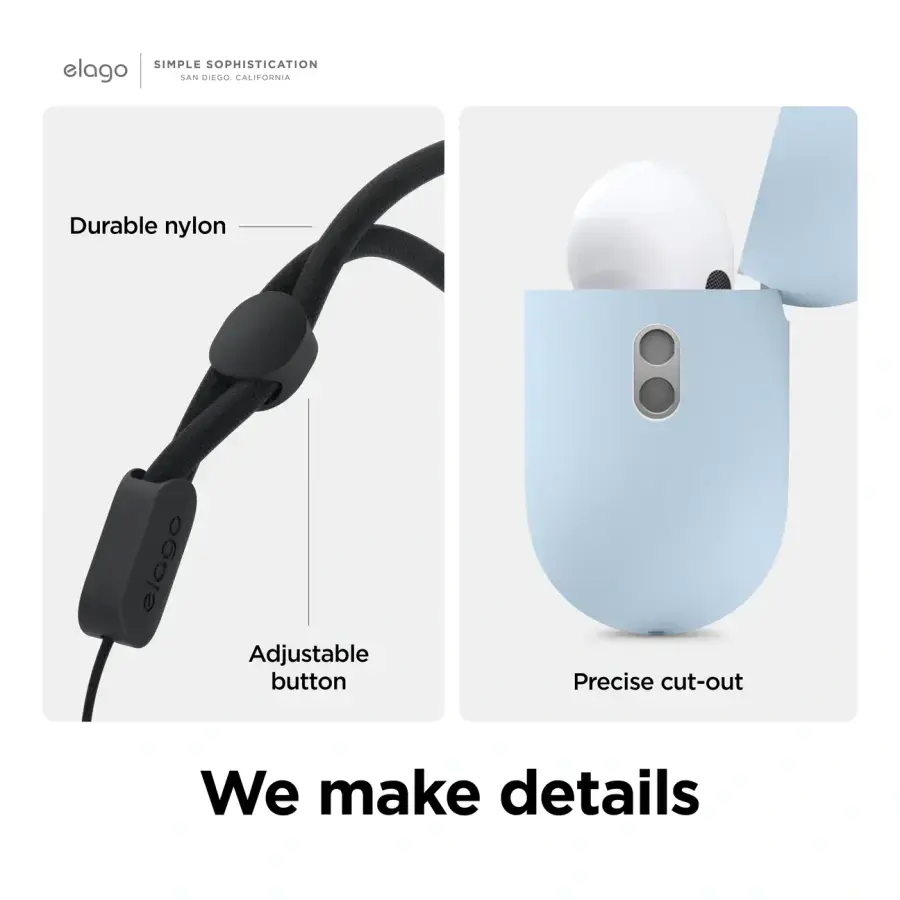 Elago Liquid Hybrid Case with Nylon Lanyard for AirPods Pro 2 - Mint (EAPP2RH-BA+ROSTR-MT)