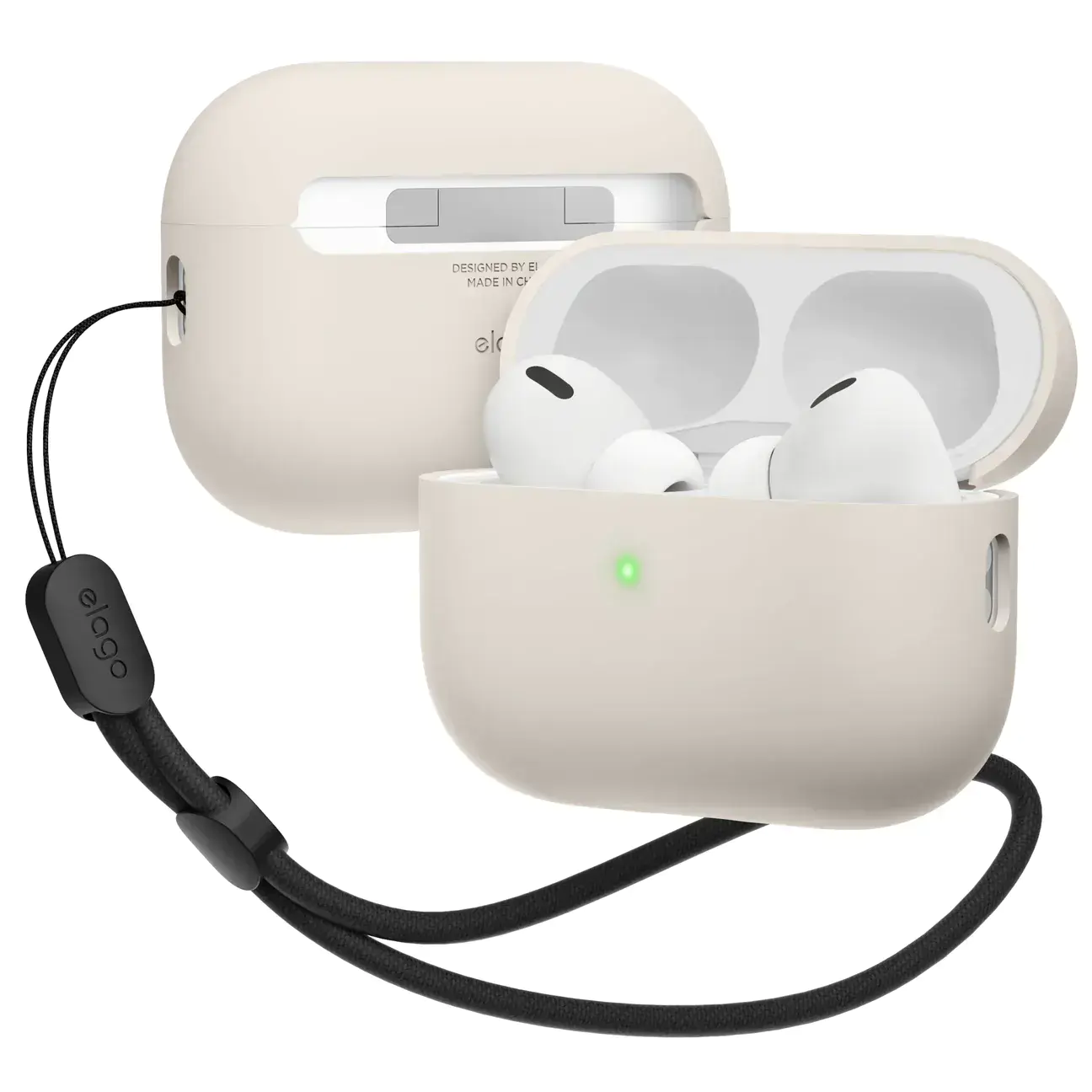 Elago Liquid Hybrid Case with Nylon Lanyard for AirPods Pro 2 - Stone (EAPP2RH-BA+ROSTR-ST)
