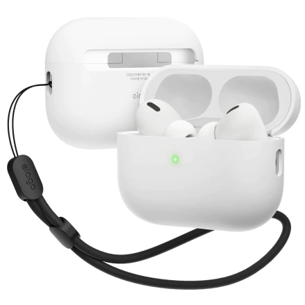 Elago Liquid Hybrid Case with Nylon Lanyard for AirPods Pro 2 - White (EAPP2RH-BA+ROSTR-WH)