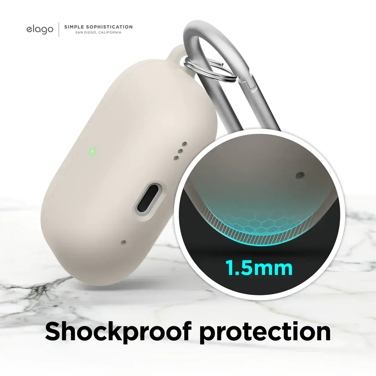 Elago Liquid Hybrid Hang Case for AirPods Pro 2 - Sand Pink (EAPP2RH-HANG-PK)