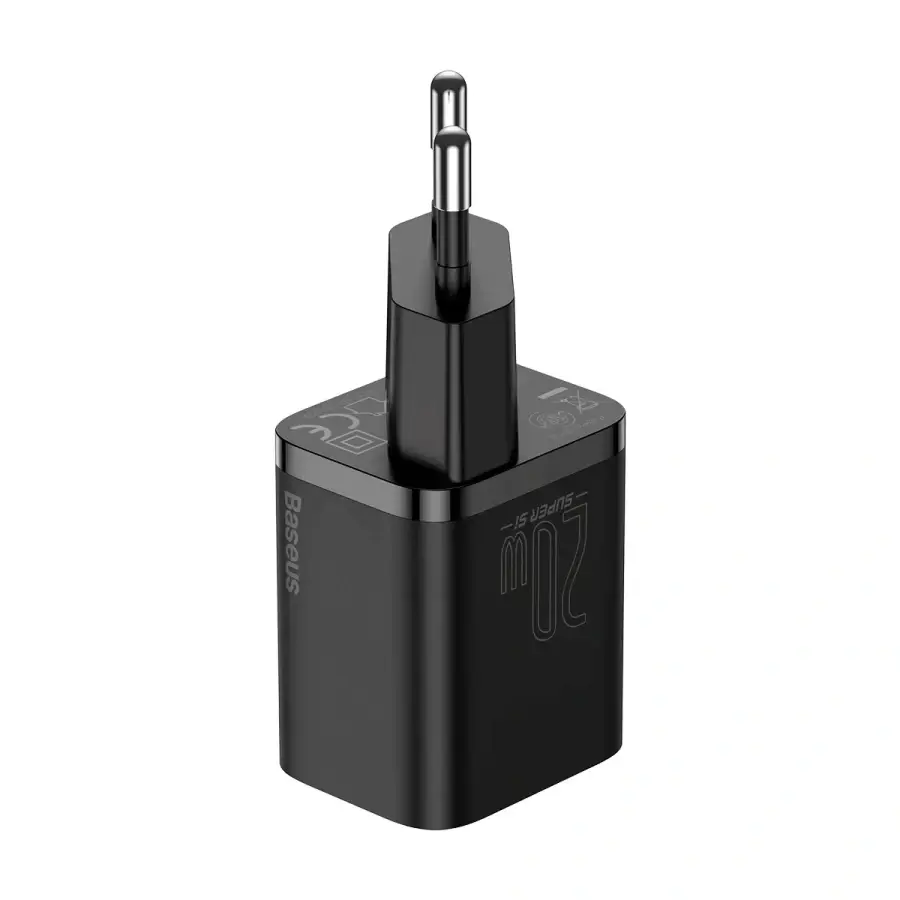 Мережевий зарядний пристрій Baseus Super Si Quick Charger 1C 20W EU Sets with Type-C to Lightning Cable 1m - Black (TZCCSUP-B01)