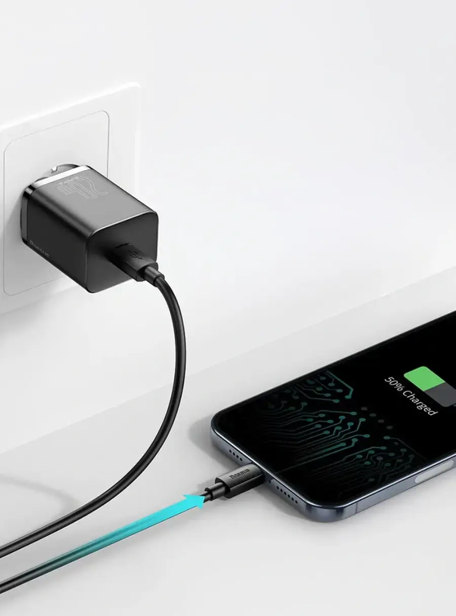 Мережевий зарядний пристрій Baseus Super Si Quick Charger 1C 20W EU Sets with Type-C to Lightning Cable 1m - Black (TZCCSUP-B01)