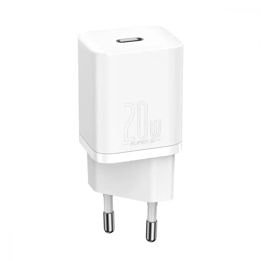 Сетевое зарядное устройство Baseus Super Si Quick Charger 1C 20W EU Sets with Type-C to Lightning Cable 1m - White (TZCCSUP-B02)
