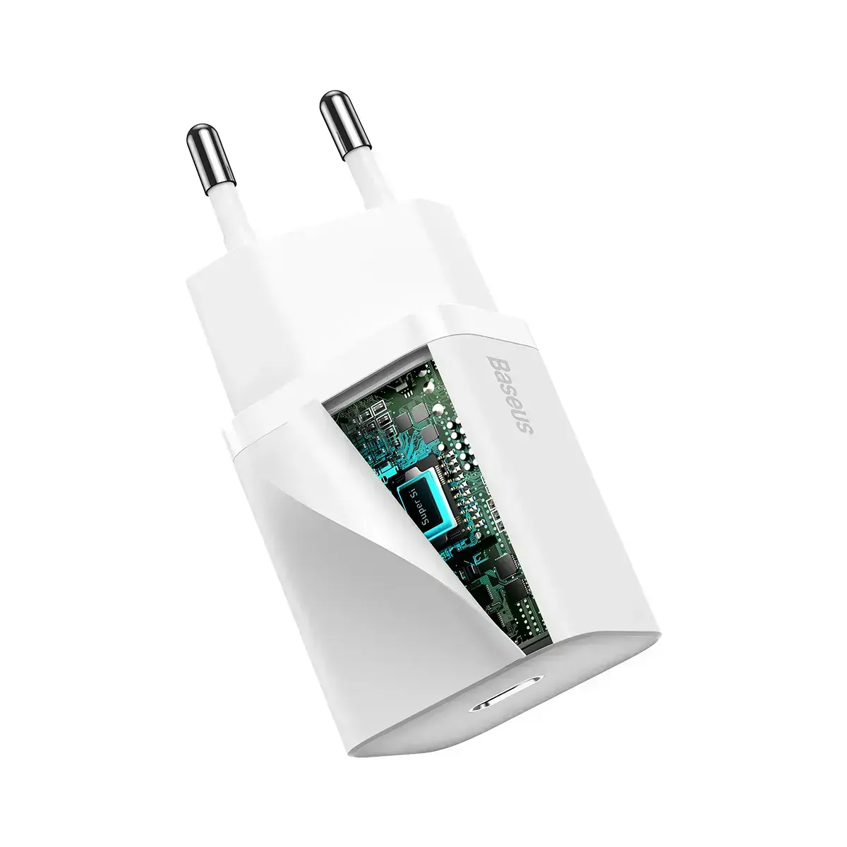 Сетевое зарядное устройство Baseus Super Si Quick Charger 1C 20W EU Sets with Type-C to Lightning Cable 1m - White (TZCCSUP-B02)