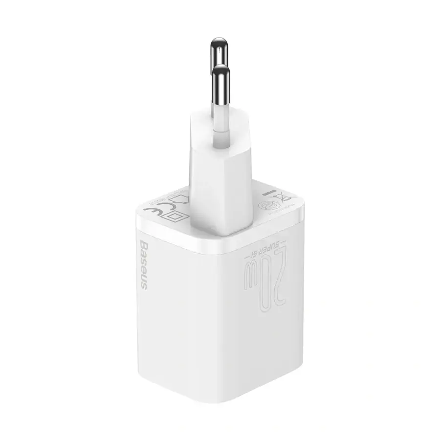 Мережевий зарядний пристрій Baseus Super Si Quick Charger 1C 20W EU Sets with Type-C to Lightning Cable 1m - White (TZCCSUP-B02)