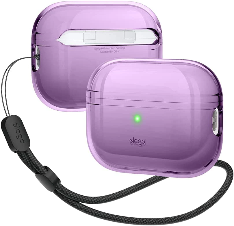 Elago Clear Basic case with Round Straps for AirPods Pro 2 - Deep Purple (EAPP2CL-BA+ROSTR-DPU)