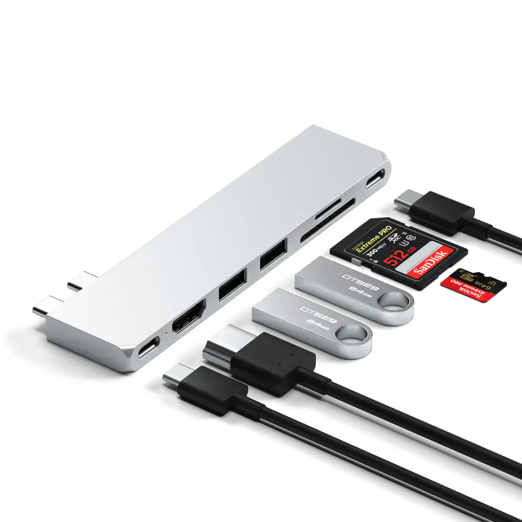 Тонкий концентратор Satechi Pro Hub Slim - Silver (ST-HUCPHSS)