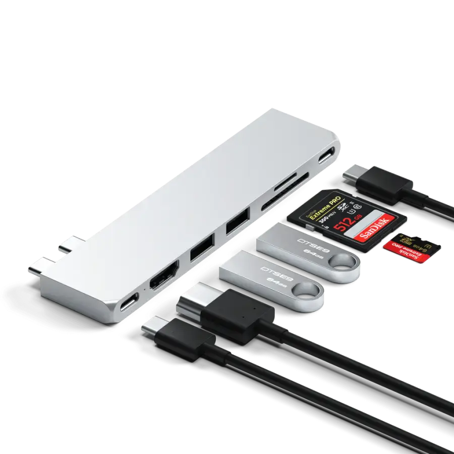Тонкий концентратор Satechi Pro Hub Slim - Silver (ST-HUCPHSS)
