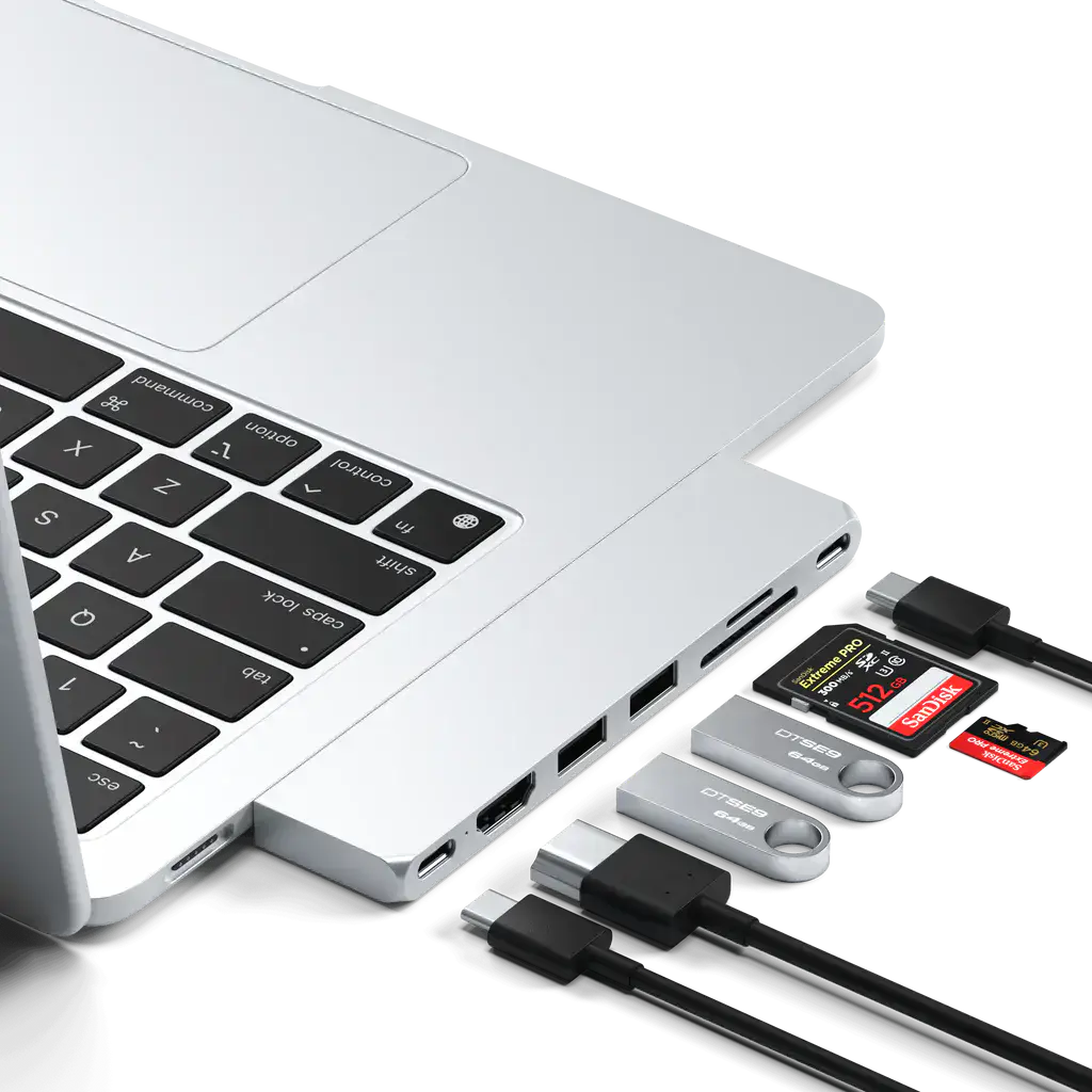 Тонкий концентратор Satechi Pro Hub Slim - Silver (ST-HUCPHSS)