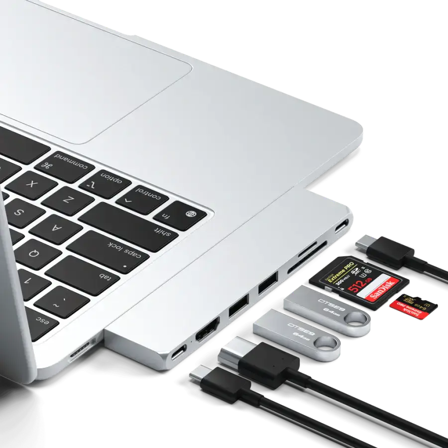 Тонкий концентратор Satechi Pro Hub Slim - Silver (ST-HUCPHSS)