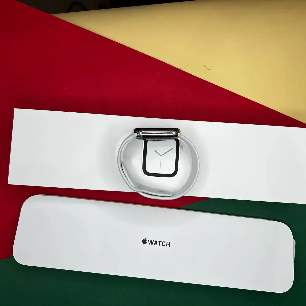 ⏰USED Apple Watch Series 4 (GPS + Cellular) 44mm Stainless Steel Case with White Sport Band (MTV22, MTX02),🔋91%(Стан - 9/10, комплект повний, гарантія - 1 міс.)