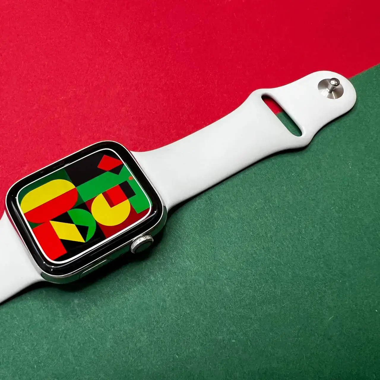 ⏰USED Apple Watch Series 4 (GPS + Cellular) 44mm Stainless Steel Case with White Sport Band (MTV22, MTX02),🔋91%(Стан - 9/10, комплект повний, гарантія - 1 міс.)