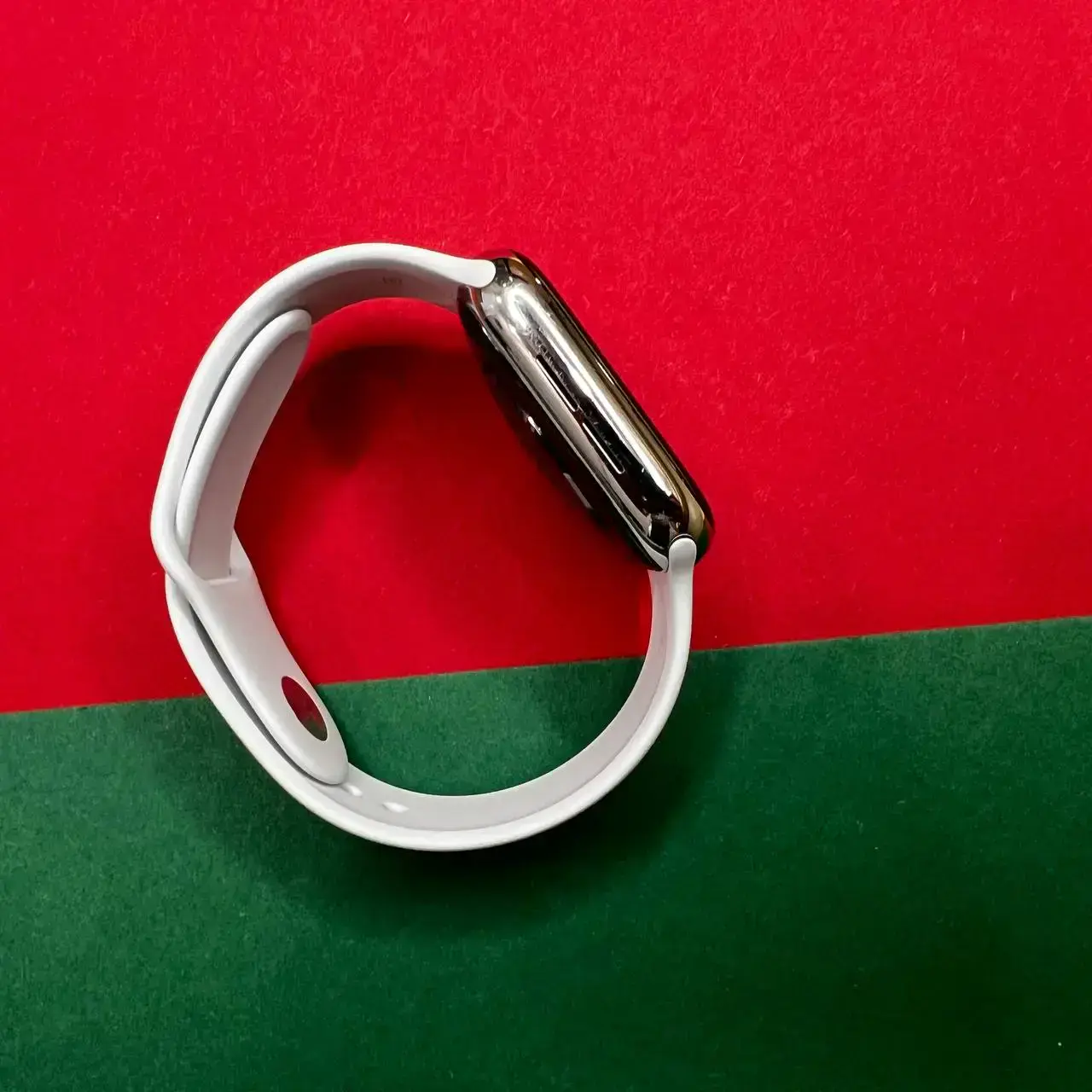 ⏰USED Apple Watch Series 6 GPS + Cellular 44mm Silver Stainless Steel Case with White Sport Band (M07L3, M09D3),🔋88%(Стан - 9/10, комплект повний, гарантія - 1 міс.)