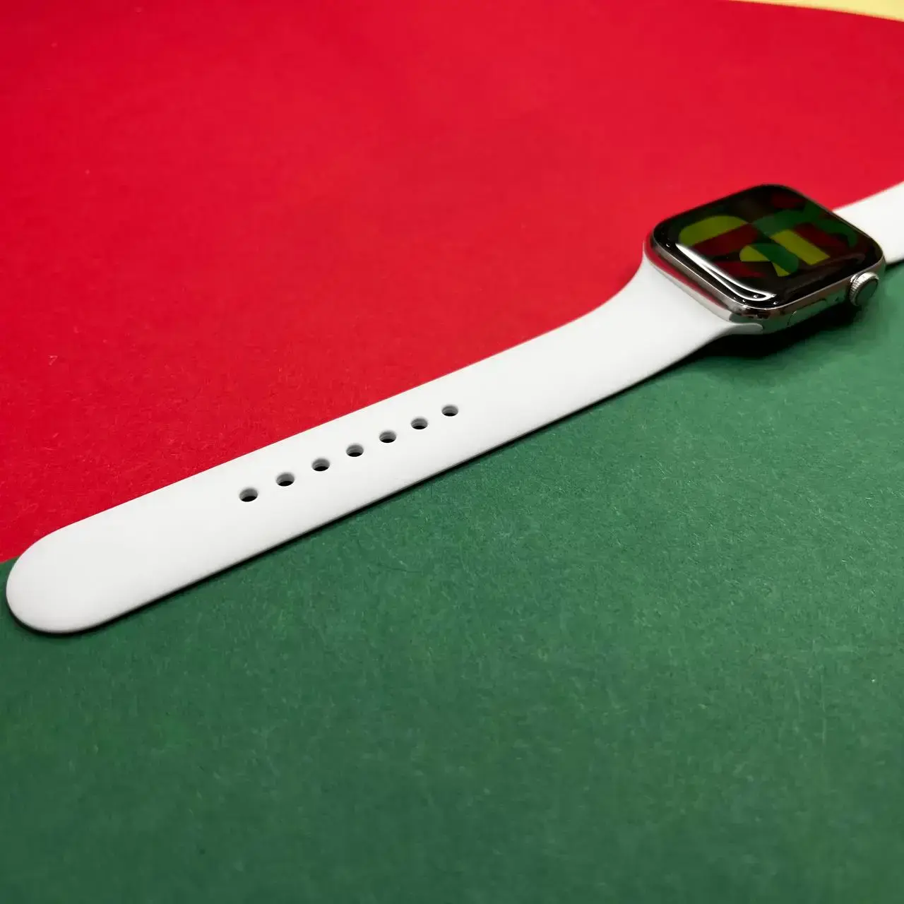 ⏰USED Apple Watch Series 6 GPS + Cellular 44mm Silver Stainless Steel Case with White Sport Band (M07L3, M09D3),🔋88%(Стан - 9/10, комплект повний, гарантія - 1 міс.)