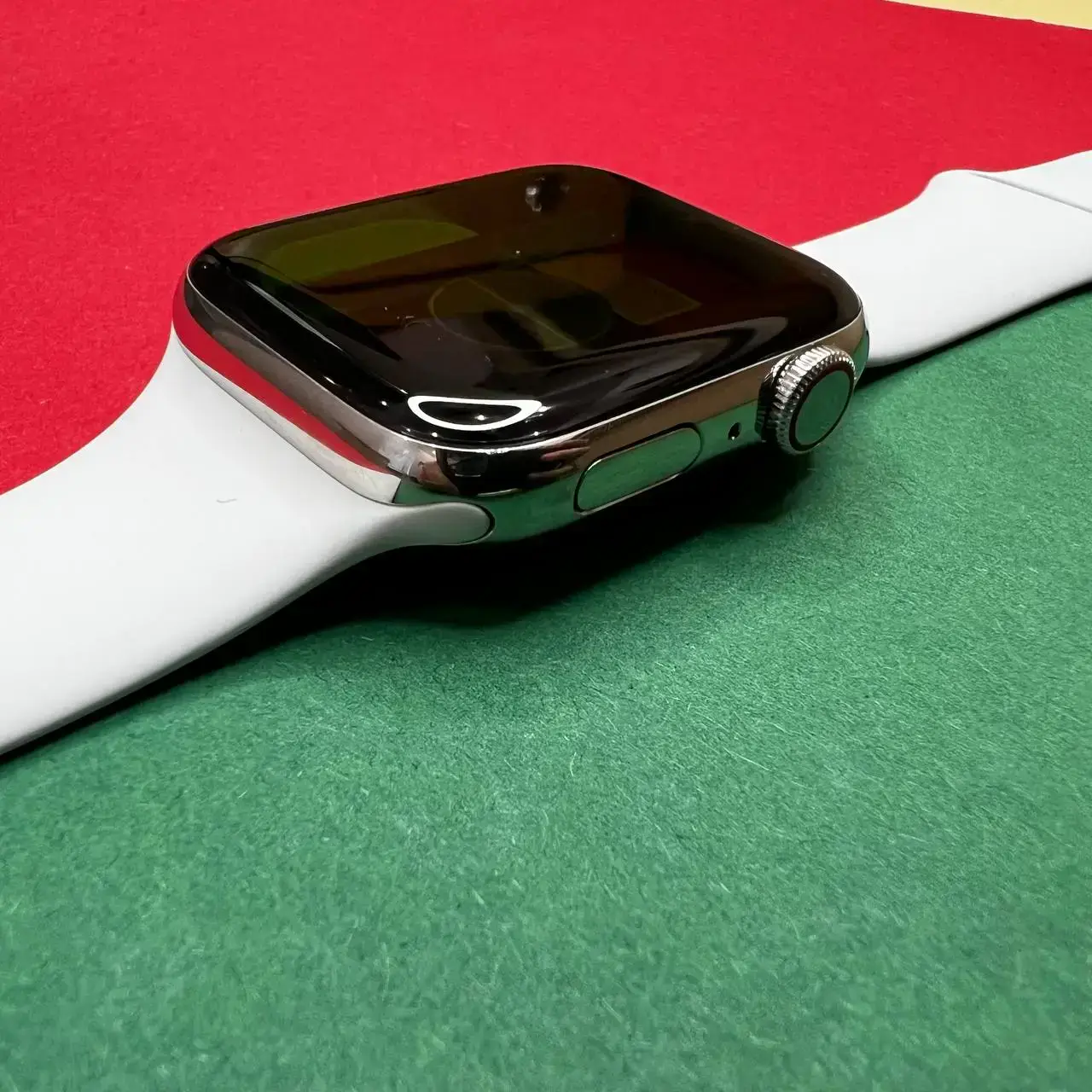 ⏰USED Apple Watch Series 6 GPS + Cellular 44mm Silver Stainless Steel Case with White Sport Band (M07L3, M09D3),🔋88%(Стан - 9/10, комплект повний, гарантія - 1 міс.)