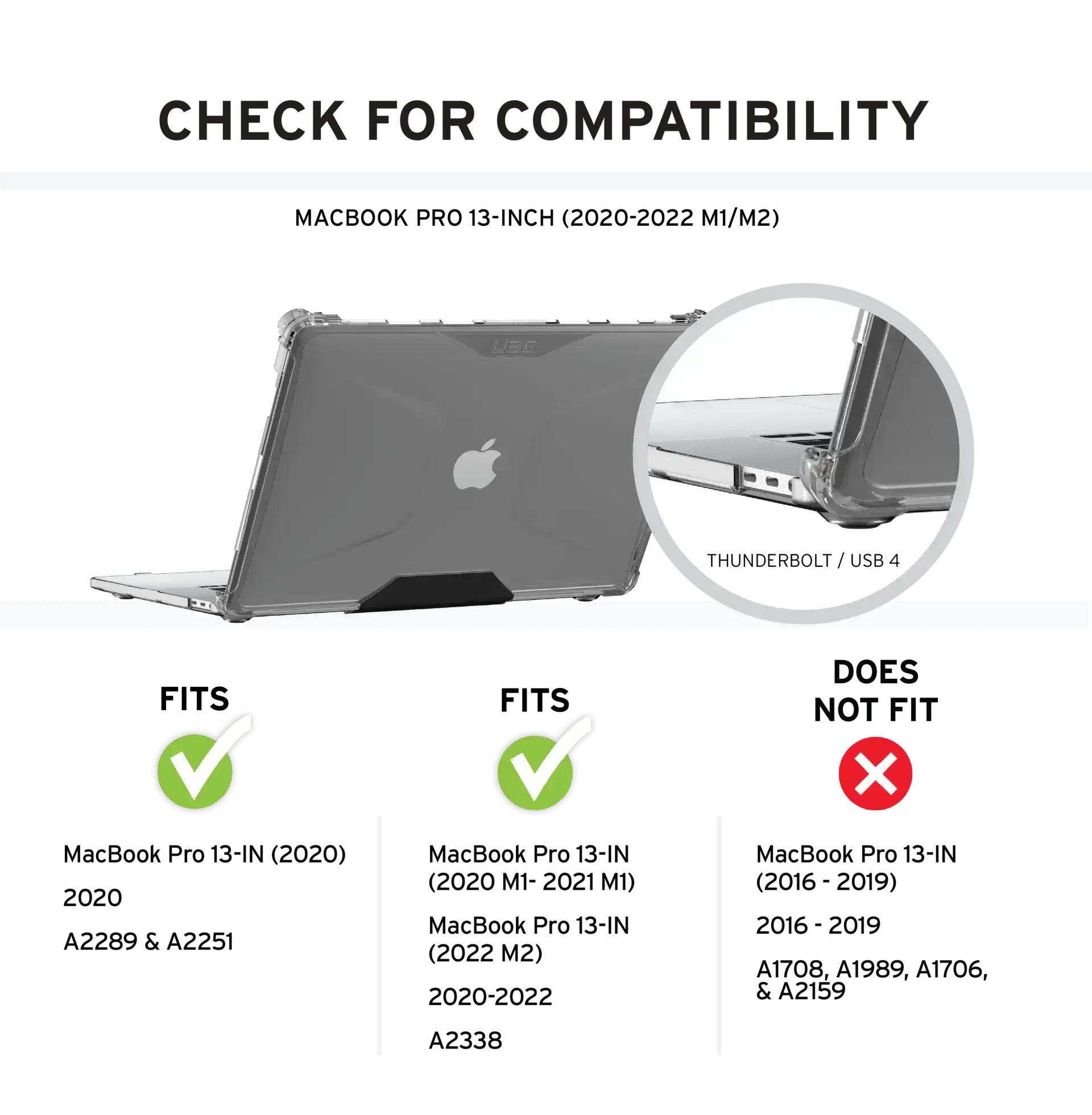 Чехол UAG [U] Lucent series case for MacBook Pro 13" [2020-2021 M1, 2022 M2] Ice/Black (134006114340) С ДЕФЕКТОМ. ЦАРАПИНЫ НА КОРПУСЕ