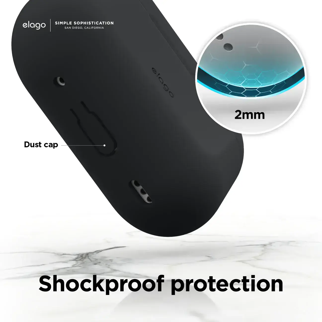 Elago Silicone Basic Case with Nylon Lanyard Black for Airpods Pro 2nd Gen (EAPP2SC-BA+ROSTR-BK)