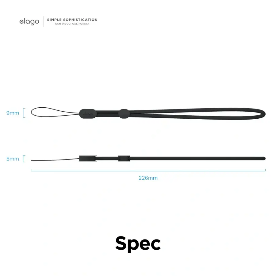 Elago Silicone Basic Case with Nylon Lanyard Black for Airpods Pro 2nd Gen (EAPP2SC-BA+ROSTR-BK)