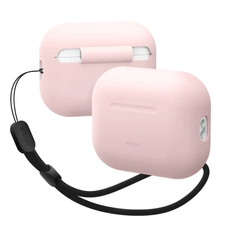 Elago Silicone Basic Case with Nylon Lanyard Light Pink for Airpods Pro 2nd Gen (EAPP2SC-BA+ROSTR-LPK)