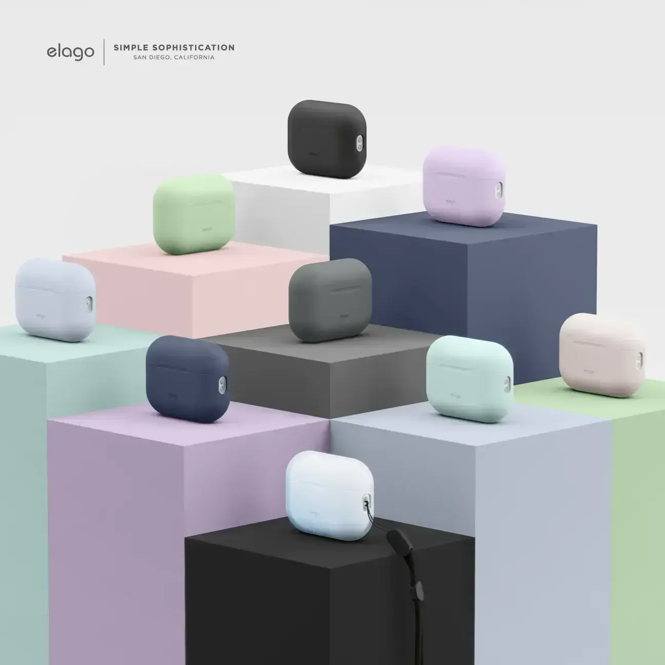 Elago Silicone Basic Case with Nylon Lanyard Pastel Green for Airpods Pro 2nd Gen (EAPP2SC-BA+ROSTR-PGR)
