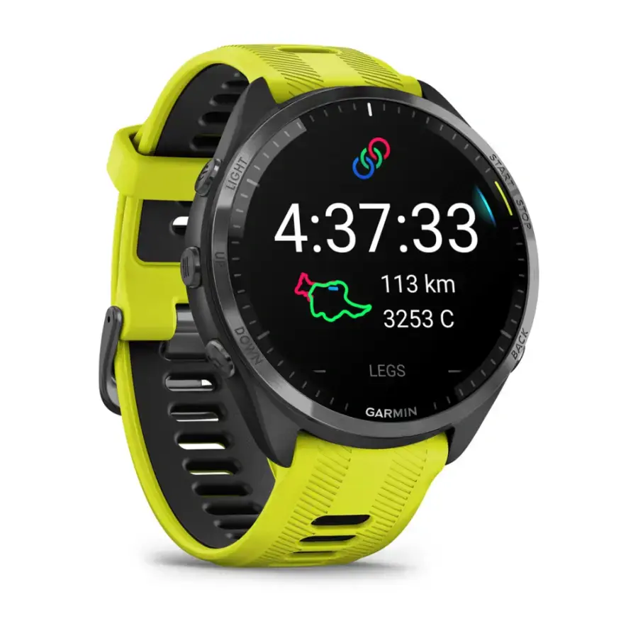 Спортивний годинник Garmin Forerunner 965 Carbon Gray Titanium Bezel w. Black Case and Amp Yell/Black S. Band (010-02809-02/12)