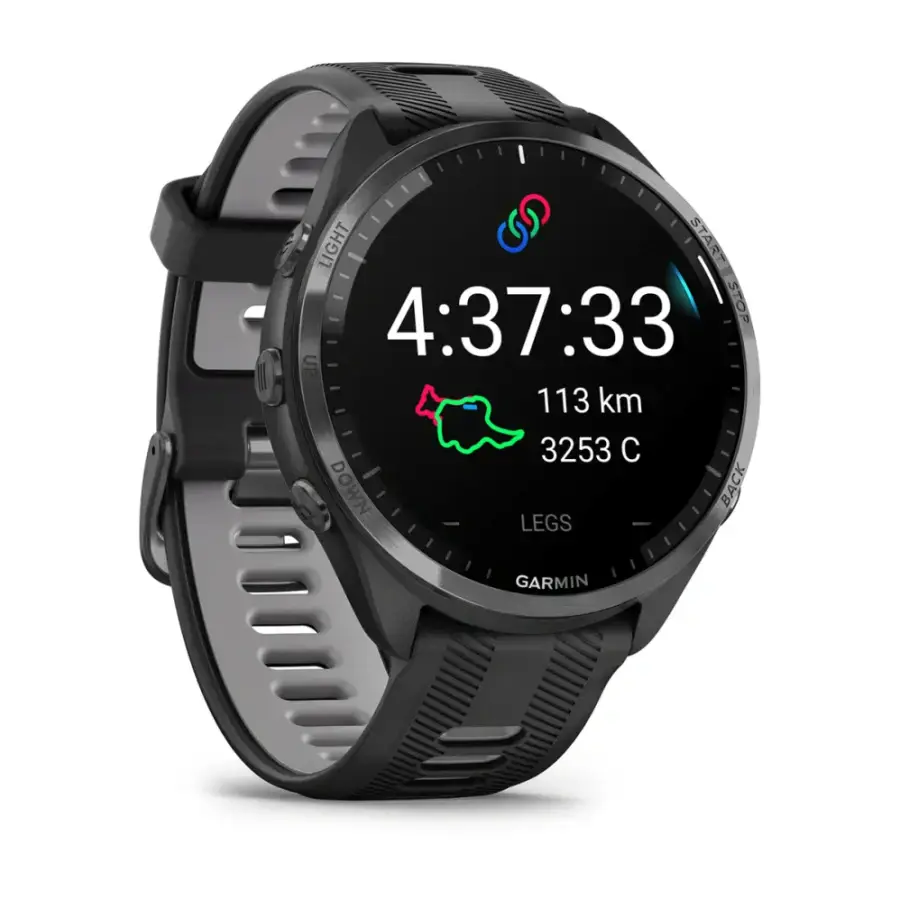 Спортивний годинник Garmin Forerunner 965 Carbon Gray Titanium Bezel w. Blk Case and Blk/Powder Gray S. Band (010-02809-00/10)