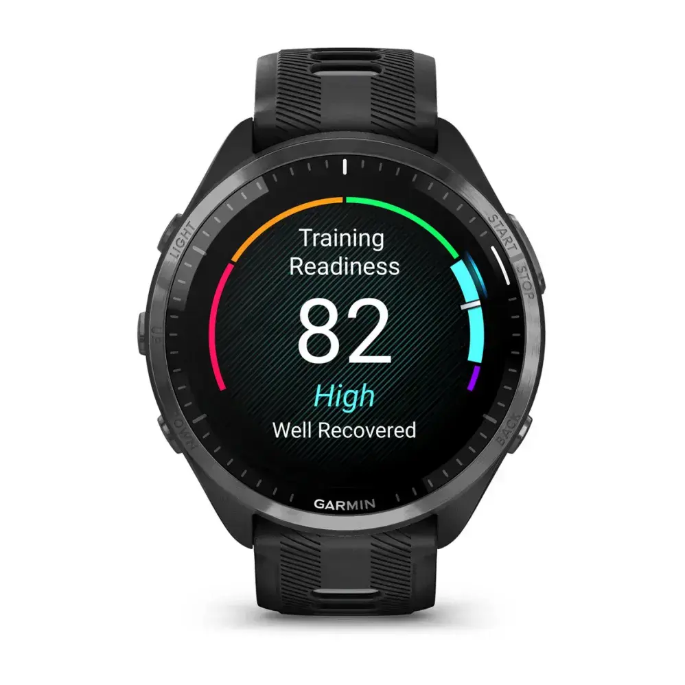 Спортивний годинник Garmin Forerunner 965 Carbon Gray Titanium Bezel w. Blk Case and Blk/Powder Gray S. Band (010-02809-00/10)