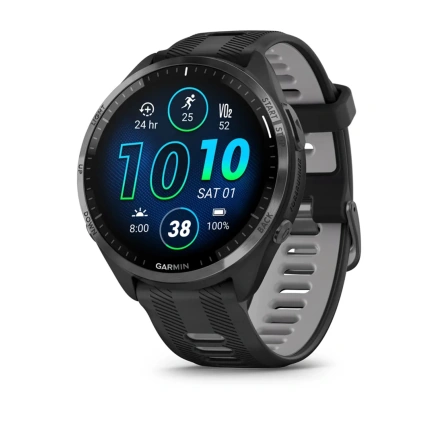 Спортивний годинник Garmin Forerunner 965 Carbon Gray Titanium Bezel w. Blk Case and Blk/Powder Gray S. Band (010-02809-00/10)