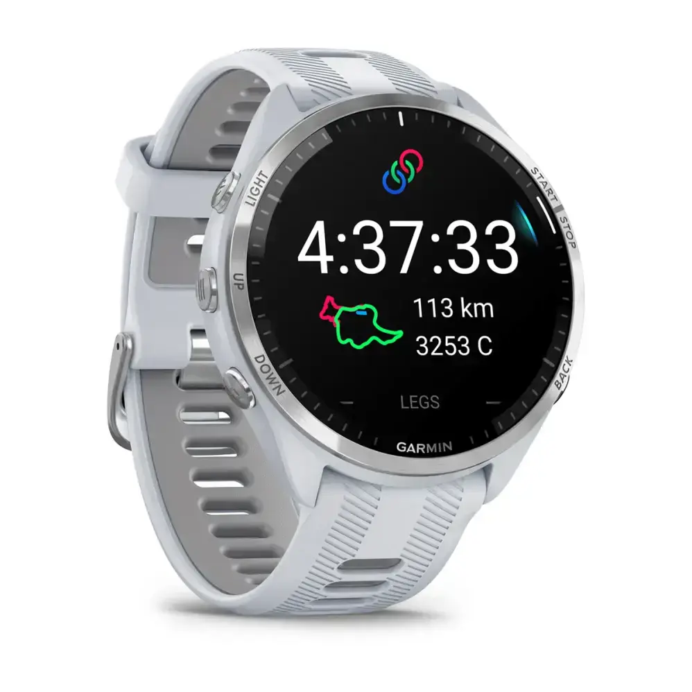 Спортивний годинник Garmin Forerunner 965 Titanium Bezel w. Whiteston Case and Whiteston/Powder Gray S. Band (010-02809-01/11)