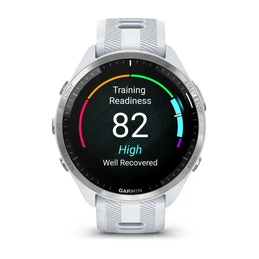 Спортивний годинник Garmin Forerunner 965 Titanium Bezel w. Whiteston Case and Whiteston/Powder Gray S. Band (010-02809-01/11)