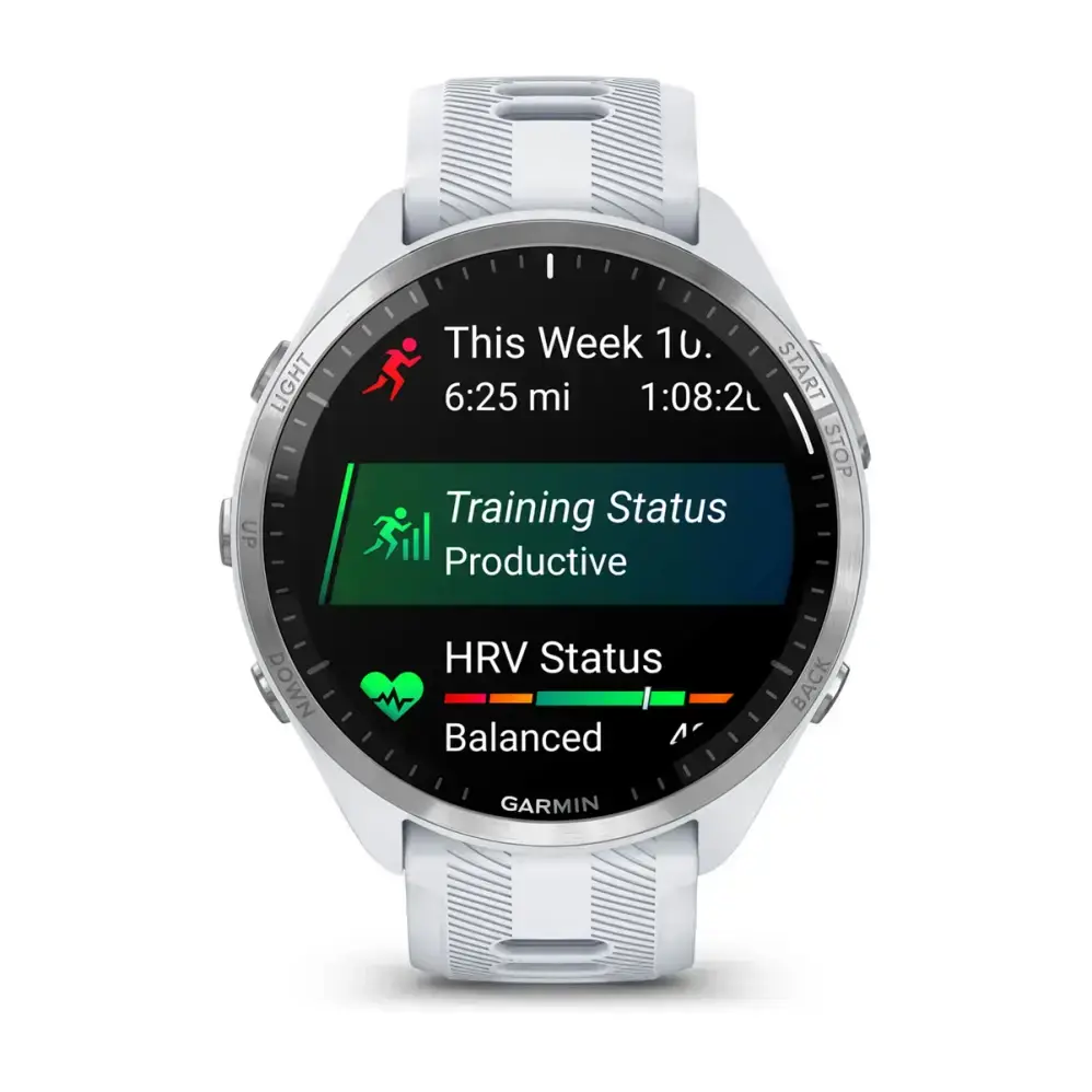 Спортивний годинник Garmin Forerunner 965 Titanium Bezel w. Whiteston Case and Whiteston/Powder Gray S. Band (010-02809-01/11)