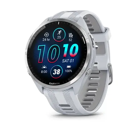 Спортивний годинник Garmin Forerunner 965 Titanium Bezel w. Whiteston Case and Whiteston/Powder Gray S. Band (010-02809-01/11)