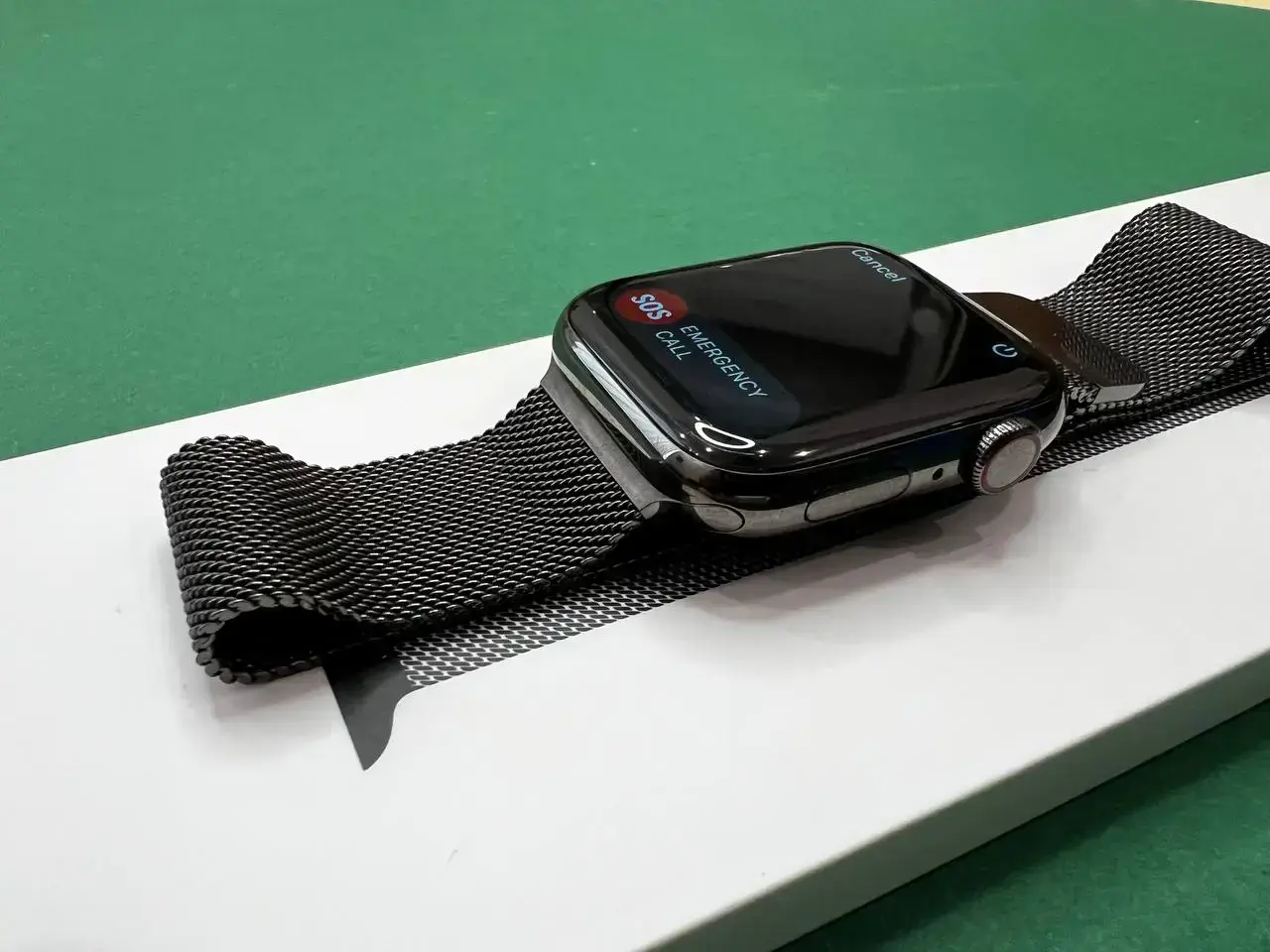 ⏰USED Apple Watch Series 6 GPS + Cellular 44mm Graphite Stainless Steel Case with Graphite Milanese Loop (M07R3, M09J3),🔋81%(Стан - 10/10, комплект повний, гарантія - 1 міс.)