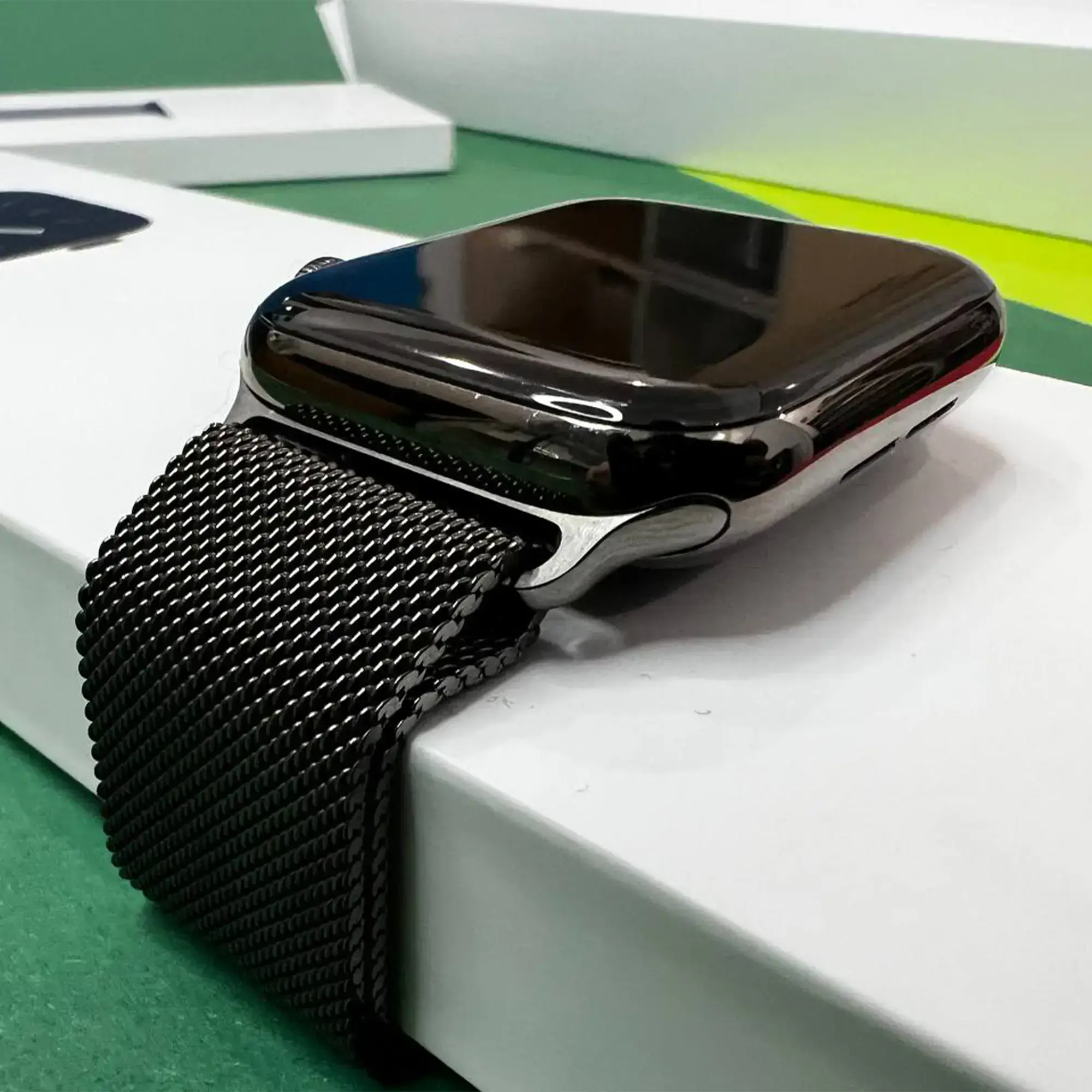⏰USED Apple Watch Series 6 GPS + Cellular 44mm Graphite Stainless Steel Case with Graphite Milanese Loop (M07R3, M09J3),🔋81%(Стан - 10/10, комплект повний, гарантія - 1 міс.)
