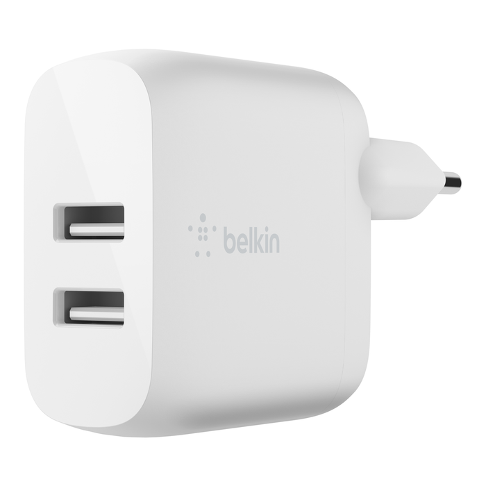 Зарядний пристрій Belkin BoostCharge Dual USB-A Wall Charger 24W (WCB002VFWH)