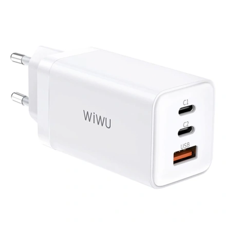 Зарядний пристрій WIWU GaN Fast Travel Charge Series 2xUSB-C+USB 65W White (X-TR-259AEU)