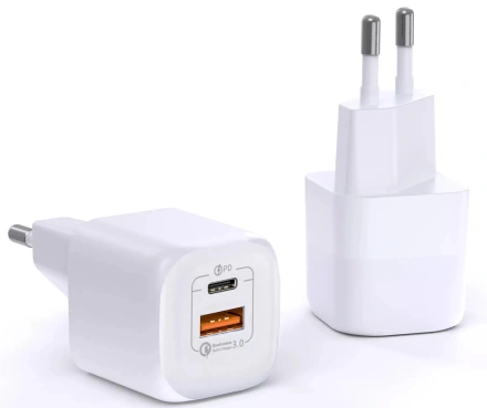 Зарядний пристрій WIWU GaN Fast Charger USB+USB-C PD+QC 33W White (RY-U33)